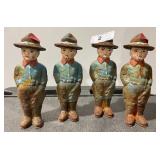 4 Cast iron Ranger/cowboy banks