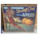 Frameless "Diving Girl Apples" Wall Hanging