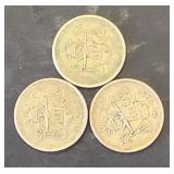 3 Lots 1ea Mexico 1951  25 Cs. 30% Silver