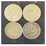 4 Lots 1ea Mexico 1951  25 Cs. 30% Silver