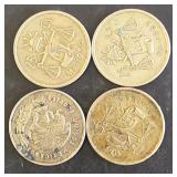 4 Lots 1ea Mexico 1950  25 Cs. 30% Silver
