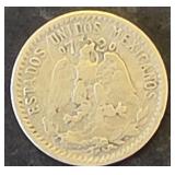 1921 20 Centavos   Mexicanos  Silver Coin
