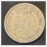 1928  20 Centavos  Mexicanos Silver Coin