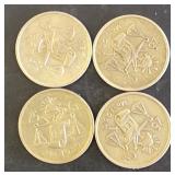4 Lots 1ea Mexico 1950  25 Cs. 30% Silver