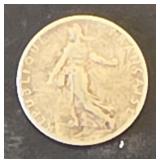 1918 50 Centimes Republque Francaise  Silver Coin