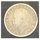 1916 Sixpence  Britt   Silver Coin