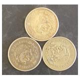 3 Lots 1ea Mexico 1950  25 Cs. 30% Silver