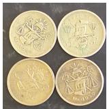 4 Lots 1ea Mexico 1950  25 Cs. 30% Silver