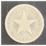 1915 Silver  Diez Centavos  Cuba  2.5 g  900M Coin