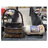 Painted Throw 50" x 60" & Basket w/ Cord Ribbons &
