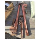 2 large 1 small rigid pipe, wrenches