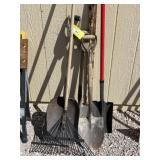 Miscellaneous shovelsand rake