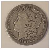 1881 S SILVER MORGAN $1 DOLLAR COIN