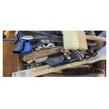 Box of tools, watches, crowbars
