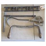 Draw knife, metal vintage level, socket handle