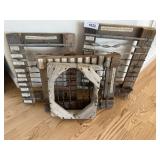 Barbed wire samples on wooden frames