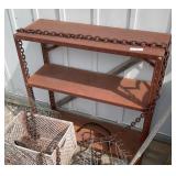 Metal shelf, Ben used outdoors,  chain in a crate