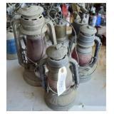 3 red vintage lanterns glass good . 3x$High
