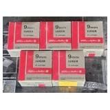 5 lots 1 bx  9 mm Luger cartridges 5x$. High