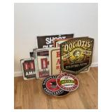 Assorted metal signs