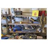 Large metal rolling rack with contents