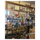 Shelves with contents, rivets, large bolts, and
