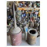 2 vintage oil can dispensers