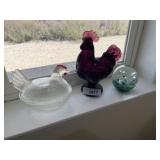 Nesting hens and paperweight