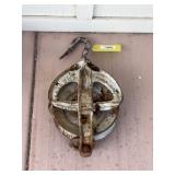 Large metal pulley