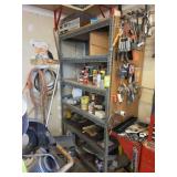 Metal shelf with contents