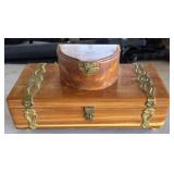 Wooden boxes with rock collection