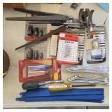 Assortment of miscellaneous blades and hand tools