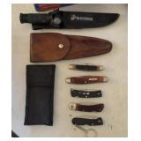 Assortment of knives and fisherman tool