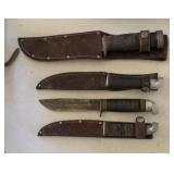 4 vintage knives Western, CATTARAUGUES, K5,