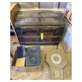 Old chest, books and clock