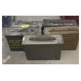 Five small metal cans