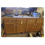 Wooden cabinet with contents
