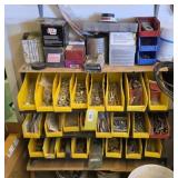 Hardware drawers with contents, nuts, bolts