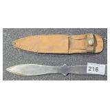 Throwing Knife in Leather Sheath  10" long
