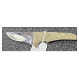 "Buxton 1177" On Short Knife w/ Decorative Silver