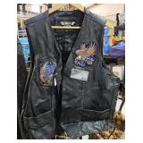 Black Leather Vest w/ Patches "Biker