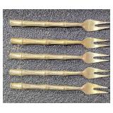 5 Gold Toned Bamboo Handle Hors d