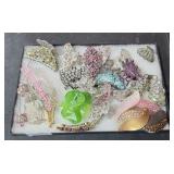 20 Hair Clips Many w/ Stones & 5 Hair Picks