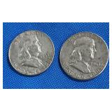 2 Lots 1ea- 1963 D Ben Franklin .50ï¿½ Cent Coins