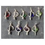 9 Dragon Claw Pendants w/ Colored Stones