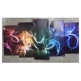 5 panel colored smoke canvas