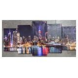 5 Panel art print New York City night sky line