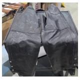 1- Pr Black Leather Motorcycle Chaps
