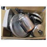 Box of Misc Pots and Pans