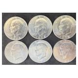 6- 1972 Eisenhower Dollars 3P, 3D